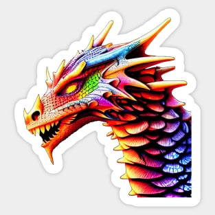 Rainbow Dragon Scaled and Horned Sticker